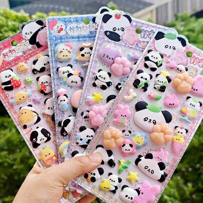 可爱熊猫贴纸，装饰动物贴纸，适用于剪贴簿、手机壳、剪贴簿、笔记本、笔记本电脑和手工制作
