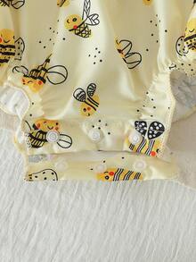 Baby Girls' Summer Fashion Solid Color & Fruit Print 2 Pieces Romper Set - Ginger - View 7