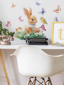 1张壁纸 - 男孩儿童房复活节兔子装饰家居自粘婴儿房装饰女孩装饰墙贴，适用于复活节派对装饰、女孩卧室、复活节彩蛋窗贴 - 春日花朵可爱儿童房卧室装饰 - 彩色 - 查看 3