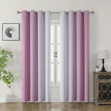 2pcs Ombre Blackout Curtains/Multiple Sizes Available/Top Eyelet Design/Living Room Darkening Curtains/Bedroom & Living Room Blackout Curtains/Heat Insulation/Modern Ombre Design Privacy Curtains/Home Decor Curtains/Pink Curtains - Pink - View 21