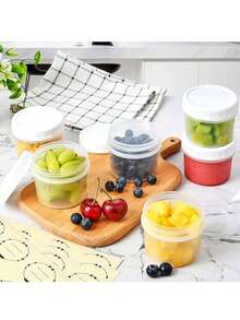 12 Pcs 160ml Plastic Screw Lid Jars, Leak-Proof Reusable Round Freezer/Dishwasher Food Storage Containers For Meal Prep, Ice Cream, Yogurt, Pudding, Salad - Includes 12 Jars + 12 Lids (Summer Picnic, Party Favors) - Multicolor - View 13