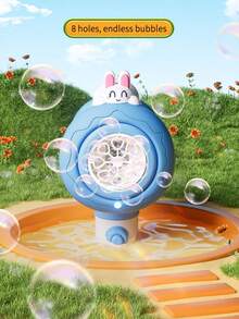 Kids Bubble Wand Set, 4 Animal Designs,Dinosaur ,Rabbit,Unicorn&Bear MachineBubble Toy, 8-Hole Bubble Maker,Green And Yellow,One-Click, Waterproof, With Extra Bubble Solution (Bear Bubble Wand Machine) - Brown - View 5