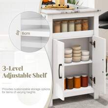 COSTWAY Bar Table, Faux Marble Pub Table With 7 Hanging Hooks, Compartment, Cabinet & Adjustable Shelf, 100cm Long Counter Height Table, Rectangular Dining Table For Living Room & Kitchen, White - White - View 2