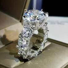 1 chiếc nhẫn đính hôn nữ, nhẫn hợp kim Cubic Zirconia tông bạc sáng bóng sang trọng dùng cho lễ đính hôn, đám cưới, tiệc, ngày lễ tình nhân, quà tặng sinh nhật, mẹ, mẹ, ngày của mẹ, quà tặng - Bạc - Xem 8