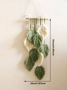 1pc Green Leaf Pattern Handmade Woven Hanging Decor Boho Style Vertical Wall Hanging Spring Botanical Theme Leaf Shape With Layered Tassel Details Soft Green And Ivory Color Palette Fresh Seasonal Decorative Accent For Spring Home Refresh Easter Style Interior Styling Suitable For Living Room Bedroom Entryway Hallway Wall Display Apartment Dorm Farmhouse Bohemian Spring Decor Photo Background - Multicolor - View 14