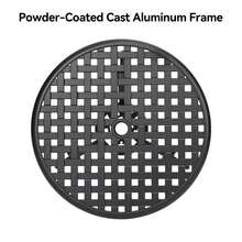 Mesa de jardín redonda de 60 cm de aluminio fundido resistente a la intemperie, con orificio para sombrilla, altura de 66 cm, para terraza, balcón o jardín. - Negro - Ver 4