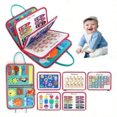 Tablero Sensorial Montessori 7 en 1 para Niños de 2 Años Juguete Educativo Preescolar con 20 Actividades para Desarrollo Sensorial y Habilidades Motoras