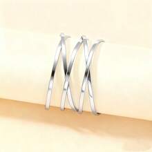 Wide, Braided, Adjustable Women's Bracelet, Plated In 18K Gold Or 925 Silver. - Bạc - Xem 3