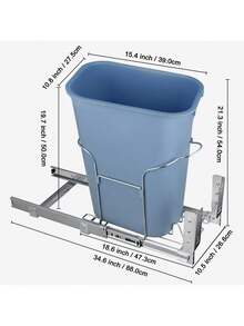 Pull-Out Trash Can 29L/35L Single Bin Under Mount Kitchen Waste Container With Slide And Handle 110 Lbs Load Capacity Heavy Duty Garbage Recycling Bin For Kitchen Cabinet Sink Under Counter - 35L - View 7