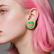 12个/8个装 细心多边形朋克风 8-19mm PLA耳扩，简约时尚个性化耳塞穿刺饰品 女士新款礼物 - 愛心 - 查看 9