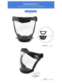 1pc Adjustable Plastic Mask With Vent And Breathing Valve, Full Coverage Transparent Shield, Comfortable Silicone Pad, Elastic Strap, Suitable For Kitchen And Industrial Use