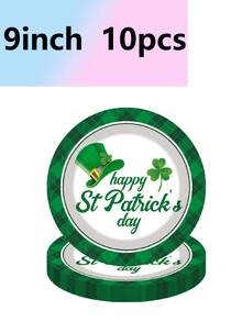 10pcs St. Patrick's Day Party Theme Party Supplies Tableware, Paper Cups, Paper Plates, Towels, Camping Travel Camping Essential Supplies, Birthday Party Supplies, Banquet, Wedding, Irish Festival Supplies - Multicolor - View 3
