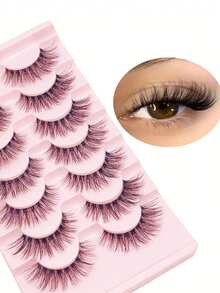 LIMEIKAI 7 Paar natürliche, feine Wimpernverlängerungen zum Verlängern und Verstärken der Wimpern - Kreuz-Fischschwanz-Stil Wimpern - Natürliche Wimpern - Übersicht 5