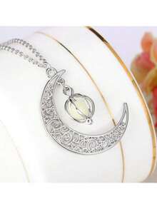 Unisex Silver-Plated Luminous Necklace With A Pumpkin And Luminous Moon Pendant. - Nhiều màu - Xem 5