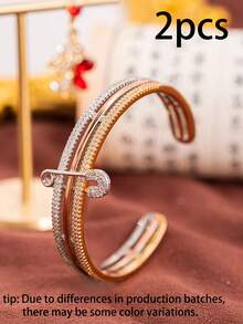 1 件奢华风格女士胸针手链，时尚珠宝适合女士日常佩戴，是送给朋友的理想礼物 - 彩色 - 查看 17