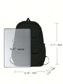 Ruitu Stationery-Black Cargo Style Backpack Large Capacity Casual Daypack - A - View 2