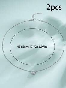 镂空立方体吊坠项链，镶嵌闪亮宝石的优雅颈饰，适合女性和女孩佩戴 - 彩色 - 查看 9