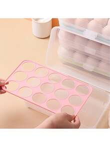 [Random 3 Colors/Styles] 15-Grid Plastic Egg Storage Box, Refrigerator Egg Holder, Portable Egg Organizer - Multicolor - View 2