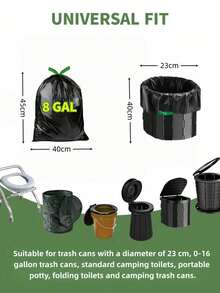 Bolsas de basura a prueba de fugas con cordón, bolsas de basura gruesas adecuadas para desechos domésticos y de mascotas al aire libre, baño, cocina y dormitorio, aplicables para centros comerciales y supermercados, bolsas de basura desechables - A - Ver 2