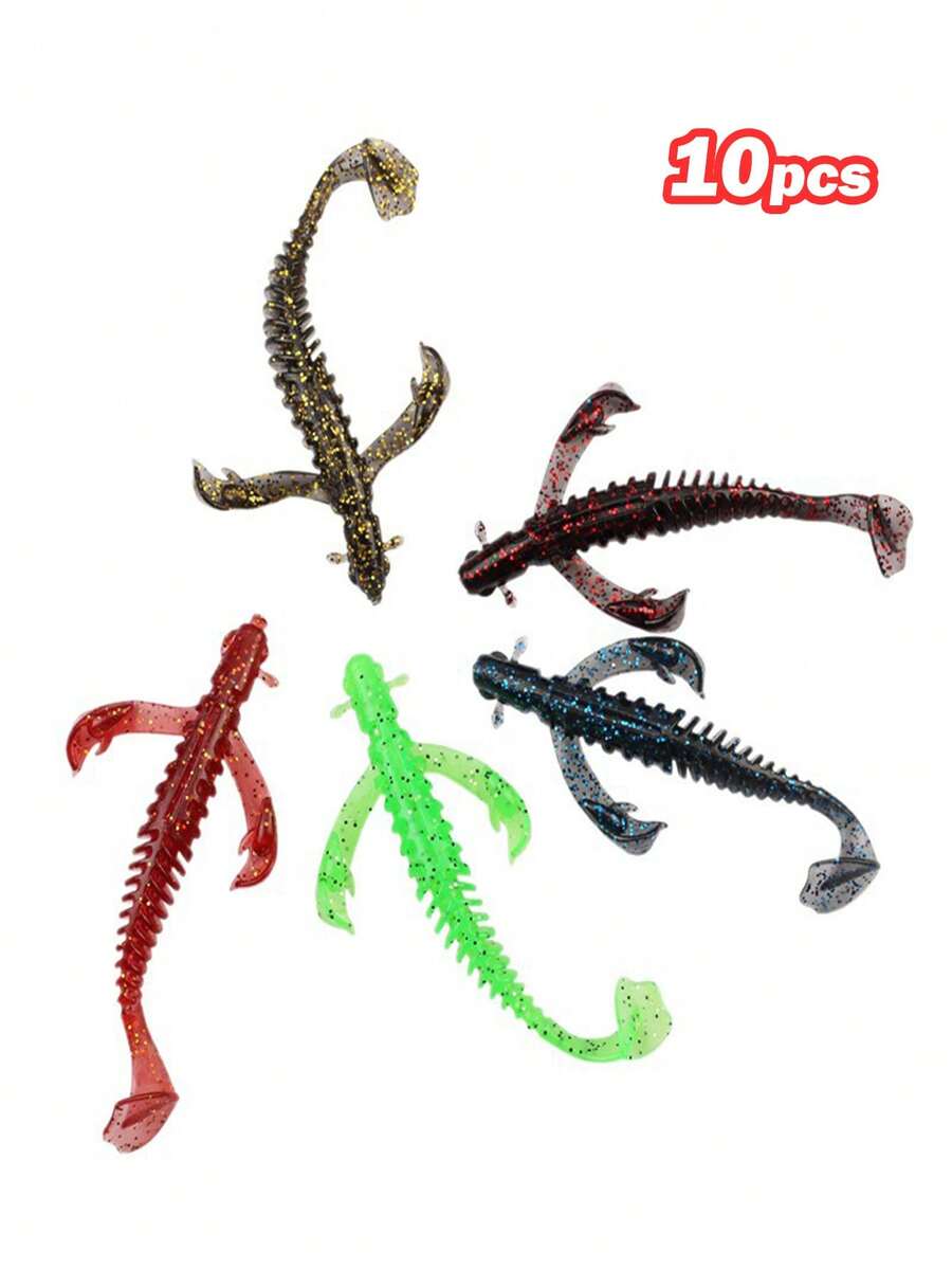 GOTURE 10个装 Luya 钓鱼饵，软仿真小飞鱼软饵 - TPE 防咬防撕裂，适用于海钓/淡水钓（鲈鱼/鳟鱼/梭鱼） - 彩色 - 查看 1