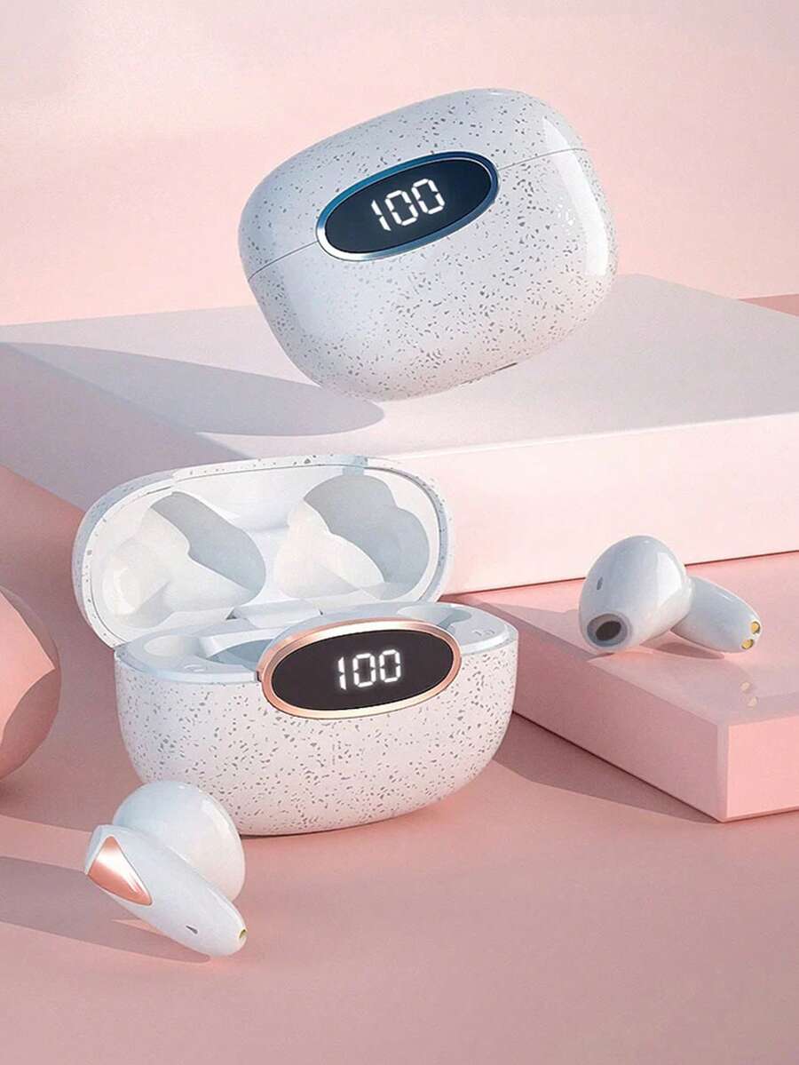 PANDA TS71 Wireless Bluetooth Earbuds, TWS White Headphones, Noise Cancelling Earphones, Digital Battery Display, With Microphone, HD Call, Sports Mini Earphones - White - View 1