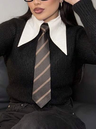 1 قطعة ربطة عنق طالبة كلاسيكية مخططة، بنمط البريطاني المربع، إكسسوار لحفلات التنكر