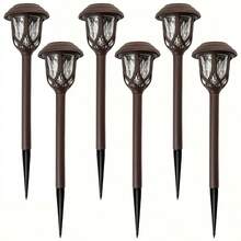 6个太阳能路径灯，耐用、防风、防锈，适用于花园、走道、车道、草坪、装饰 - 防水，太阳能花园灯，非常适合作为圣诞节、万圣节、新年、情人节礼物 - 白光 - 查看 13