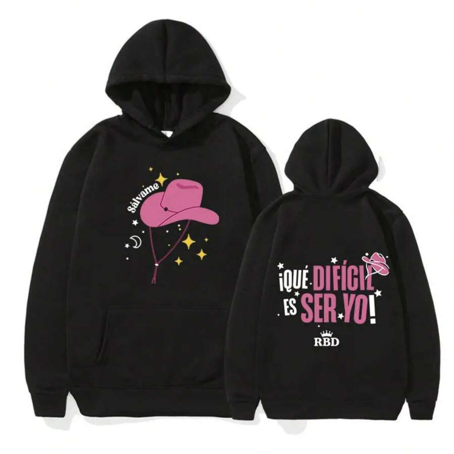 2023 New Rebelde R-BD Tour Concert Hoodies Men Women's Hip Hop Aesthetic Sweatshirts Harajuku Oversiz - màu đen - Xem 1