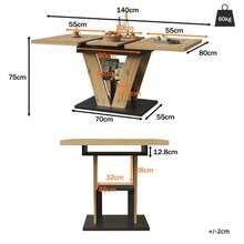 Extendable Dining Table 110 (140) X 80 X 75 Cm, Kitchen Table Extendable Up To 140 Cm, Ideal For Kitchen And Living Room, Wood-Look Top.