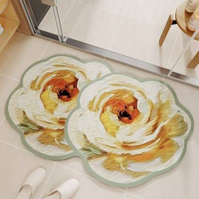 1pc Double-Headed Rose & Flower Decor Doormat, Suitable For Doormats, Small Rugs, Welcome Mats, Carpets, Floor Mats, Outdoor Doormats, Kitchen Rugs, Home Decor, Front Doormats, Area Small Rugs, Outdoor Mats, Home Decor, Area Rugs, Garden Rugs, Washable Carpets