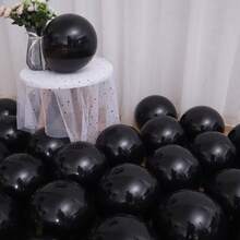 30 pièces Ensemble de ballons en latex noirs, convient pour les mariages, les fiançailles, le Nouvel An, Diwali, Pâques, la Saint-Nicolas, l'Oktoberfest et les célébrations du Jour des Morts, décorations de fête polyvalentes sans électricité - Noir - Voir 2