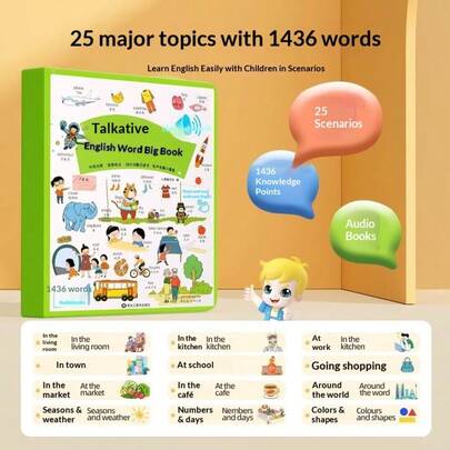 3 piezas Libro de palabras en inglés con voz, libro de aprendizaje iluminador, regalo perfecto para cumpleaños, vacaciones, Día de San Valentín, colección, Pascua, libro interactivo educativo, 2026