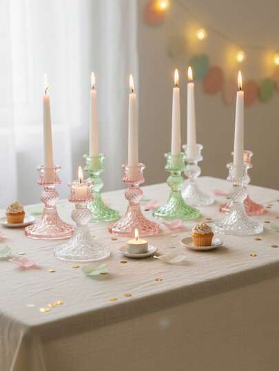 1 Adet/3 Adet Cam Şamdan Seti, Ev Dekorasyonu, Oturma Odası Aksesuarları, Yoga ve Meditasyon Alanları, Tatil Hediyeleri, Egzotik Kafe Dekorasyonu, Kültürel Etkinlikler, Giriş Vitrinleri, Bahçe Toplantıları İçin Vintage Renkli Tek Kollu Konik Mumluklar