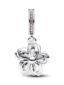1pc Fashionable & Charming Valentine's Day Series Rotatable Multi-Color Cherry Blossom Bead Pendant, Creative Versatile Copper DIY Bracelet Necklace Gift For Lover - Multicolor - View 5