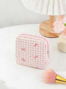 2/1pc Cute Bow Makeup Bag, Bow Pattern Toiletry Bag, Zippered Bag, Stylish Foldable Commuter Makeup Bag, Large Capacity Women's Makeup Bag, Girl's Makeup Storage Bag, Toiletry Bag, Travel Makeup Bag, Makeup Storage Bag, Sanitary Napkin/Tampons Storage Bag. Can Hold Lipstick, Makeup Brushes, Skincare Products - Multicolor - View 17