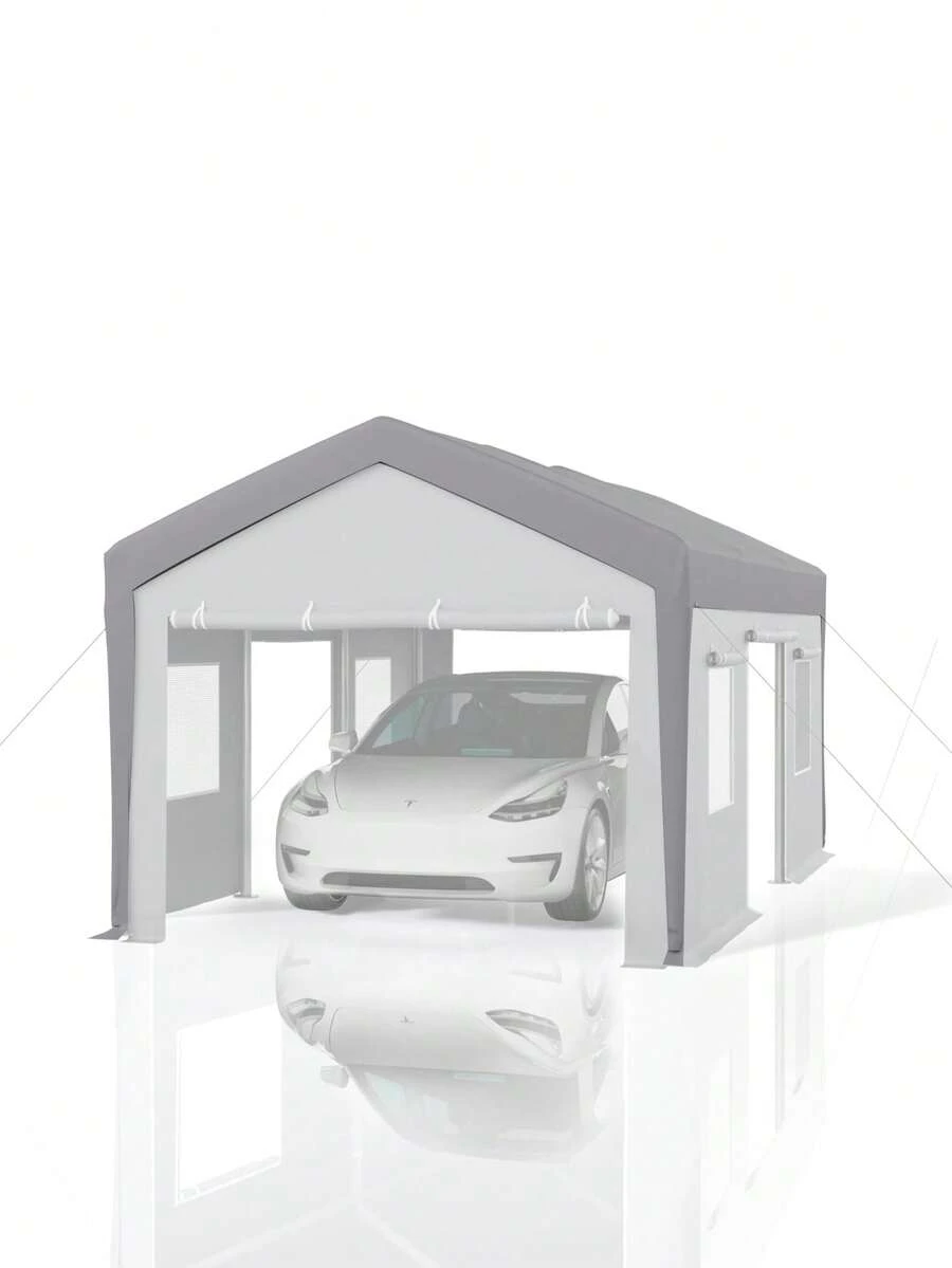 Carport Canopy - Waterproof, UV-Resistant, and Wind-Resistant PE Fabric for Carport Motor Home Family Outside Gray 13'x20'-160G Solo la tela del techo - Gris - Ver 1