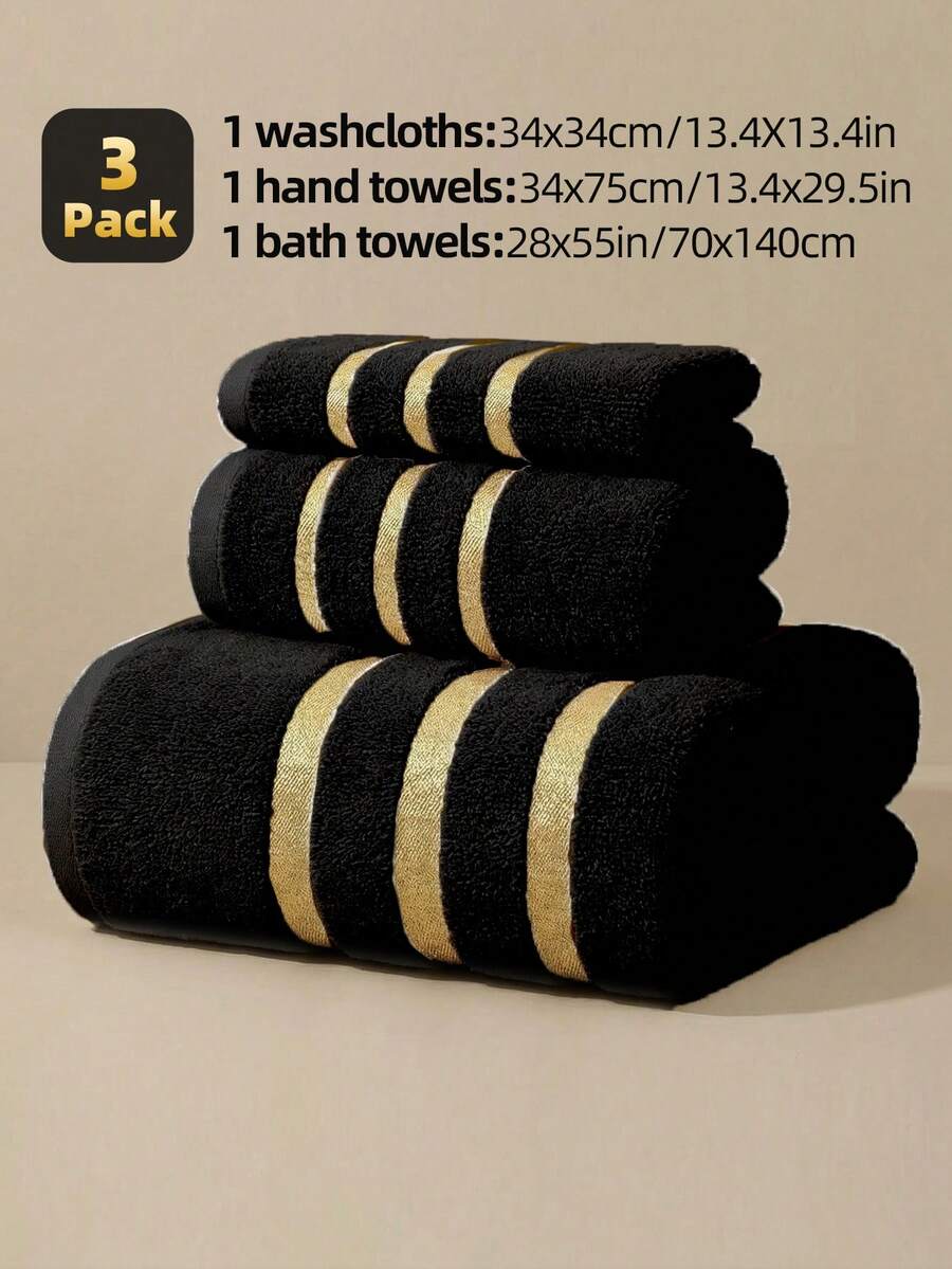 3/1pc Jacquard Towel Set, 1 Washcloth + 1 Hand Towel + 1 Bath Towel, Quick Drying, Soft Absorbent Terry Towels, Ideal For Home Bathroom, Face/Body Washing, Vacation