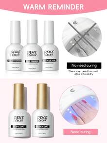 peacecolor 2/3/4pcs 10ml/15ml Nail Cuticle Oil & Dehydrator Set, Nail Strengthening Oil & Gel Polish Base Coat Set, Suitable For Beginners To Use At Home Or Nail Salon DIY - Multicolor - View 2