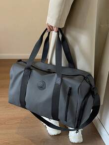 Túi du lịch du lịch có nhiều ngăn đựng giày riêng biệt, dung tích cực lớn, túi hành lý du lịch nhẹ, túi xách tay có khóa kéo đa chức năng màu trơn, túi tập yoga thể thao có ngăn đựng đồ ướt và khô cho trường học phụ kiện học tập đồ dùng học tập - Xám - Xem 3