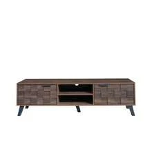 Modern TV Cabinet With 2 Doors And 2 Open Compartments – 160.5 X 35.5 X 45 Cm - Coffee Brown - View 7