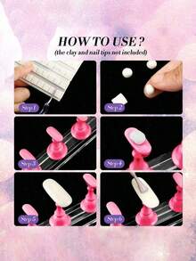 Nail Stand For Press On Nails Display, Magnetic Fake Nails Holder For Painting Nails Practices, Beginner Acrylic Nail Art Kit Accessories, Nail Salon Equipment And Decor,Nail Supplies,Nail Tools,Nail Art Tools,Back To School,Nails,Nail Tools For Press On Nails - Hồng - Xem 9