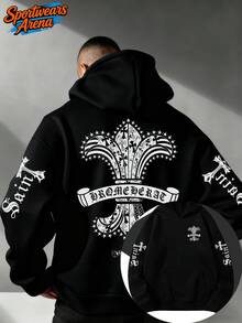 Click Here, You Definitely Won't Be Disappointed! This Stylish Brand-Themed Hoodie Features A Double-Sided Print And Is Made Of 250g Polyester. It Cleverly Blends The Brand's Unique Logo With American Flag Elements, Creating A Naturally Fashionable And Cool Y2K Style-Simple Yet Creative. This Men's Casual Athletic Hoodie Is An Essential Long-Sleeved Item For Autumn And Winter. Affordable, Comfortable, And Unisex, It's The Perfect Gift For Men. Whether For Everyday Wear, Outdoor Activities, Or Street Style, It's An Ideal Choice And A Wonderful Gift For Friends And Family. - 黑色 - 查看 9