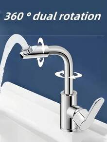 Grifo de baño moderno de una sola manija para agua caliente y fría, giratorio 360 grados, de acero inoxidable, con control separado de agua caliente y fría, filtro integrado y conexión G1/2 pulgadas, fácil instalación, flujo de agua eficiente, acabado de diseño moderno, adecuado para fregaderos de hogar, hotel, apartamento y RV, lavabos de cocina y lavabos de baño, grifo de lavabo de baño, accesorio esencial para el hogar moderno, regalo de vacaciones y renovación del hogar, opción ideal - Multicolor - Ver 7