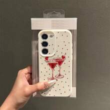 1个TPU材质复古鸡尾酒爱心图案时尚手机壳，兼容三星A05s、A12、A13、A14、A14 4G、A15、A21s、A23、A25、A32、A32 5G、A34、A35、A50s、A51、A52、A53、A54、A55、A71、A72、A73、S10、S20 FE、S20 Ultra、S21 Ultra、S22、S22 Plus、S23、S24、红米10C、12C、Note 10、11、12、13、Pro Plus、Note 8、9 Pro，全方位保护软壳手机套 - 白色 - 查看 3