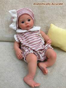 13英寸全硅胶仿真重生女婴，解剖结构精准，3D立体绘制可见血管，可张嘴，适合作为女孩生日礼物/收藏品 - Reborn Doll - 查看 3