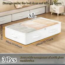 Bộ 3 hộp đựng đồ gấp gọn màu trắng dùng để cất đồ dưới gầm giường và tủ quần áo, với chức năng và tính linh hoạt tuyệt vời, có thể dùng để đựng chăn, váy, ga trải giường, gối, quần áo và các vật dụng khác, giúp tiết kiệm không gian dưới gầm giường. - Nhiều màu - Xem 7