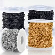 2m 1-3mm Flat O-Shape Stainless Steel Gold Chain, Bulk Cable For DIY Jewelry Making Craft Supplies - Chain - View 11
