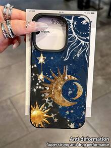 Ốp lưng điện thoại Moon1pc màu đen, họa tiết mặt trời cổ điển, chống thấm nước, chống rơi vỡ, chống trượt, mềm mại, tương thích với Apple và các dòng điện thoại khác. - Nhiều màu - Xem 5