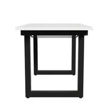 Utdragbart matbord, L140/180 x B80 x H75 cm, industriell stil, rektangulärt, soff-/loungebord, modernt och elegant matbord i järn, platsbesparande multifunktionellt bord, MDF, vitt och svart - Svart och Vitt - Visa 9