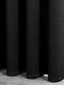 1pc Solid Color Polyester Blackout Curtain Panel, Darkens Room, Heat Insulation, Suitable For Living Room, Bedroom, Decoration - Dark - View 6